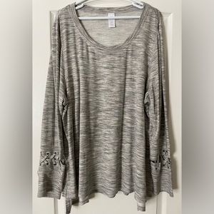 Livi Active Heathered Grey Sweatshirt with Detailed Cuffs